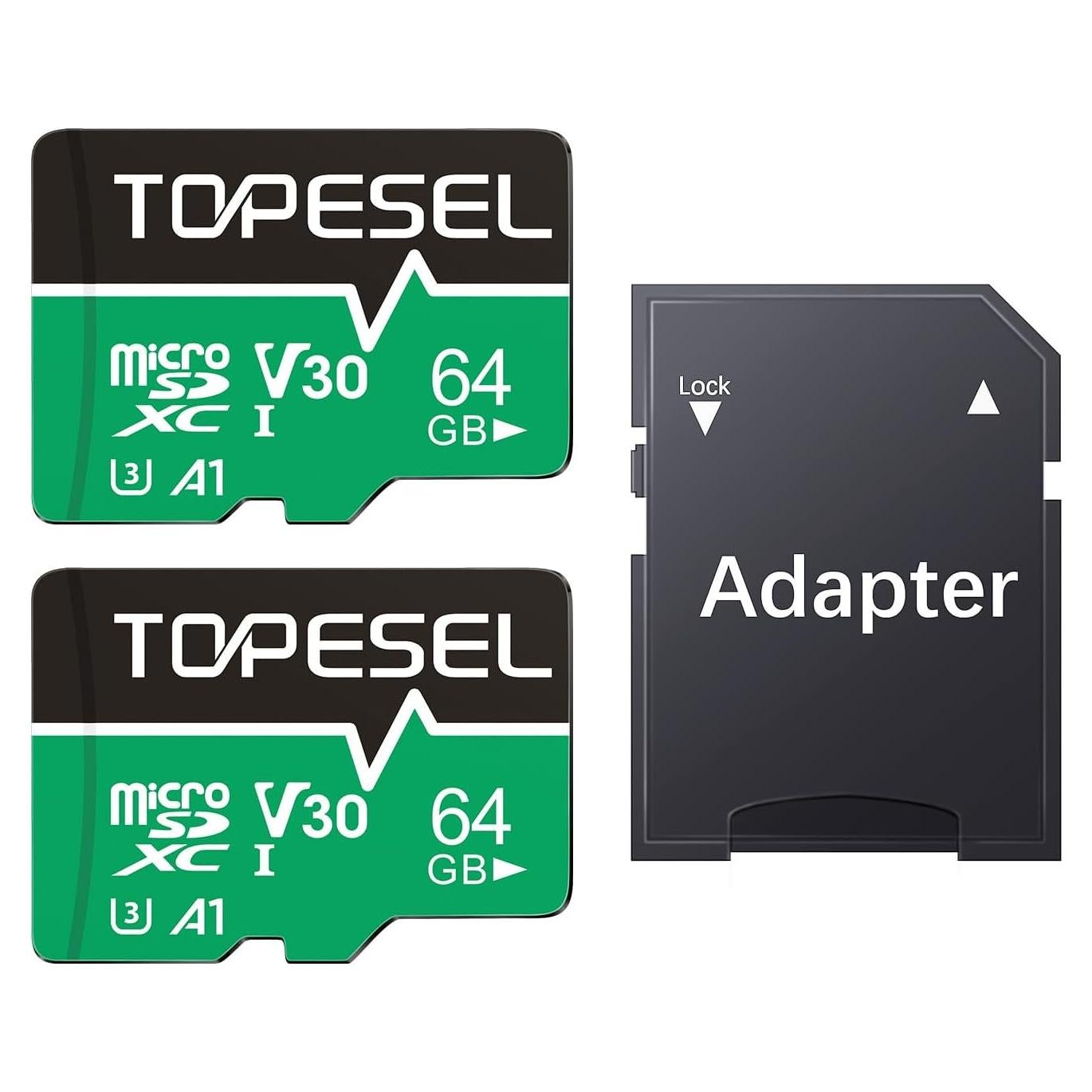 Tarjeta Micro SD TOPESEL 64GB 2-Pack UHS-I U3 A1 V30