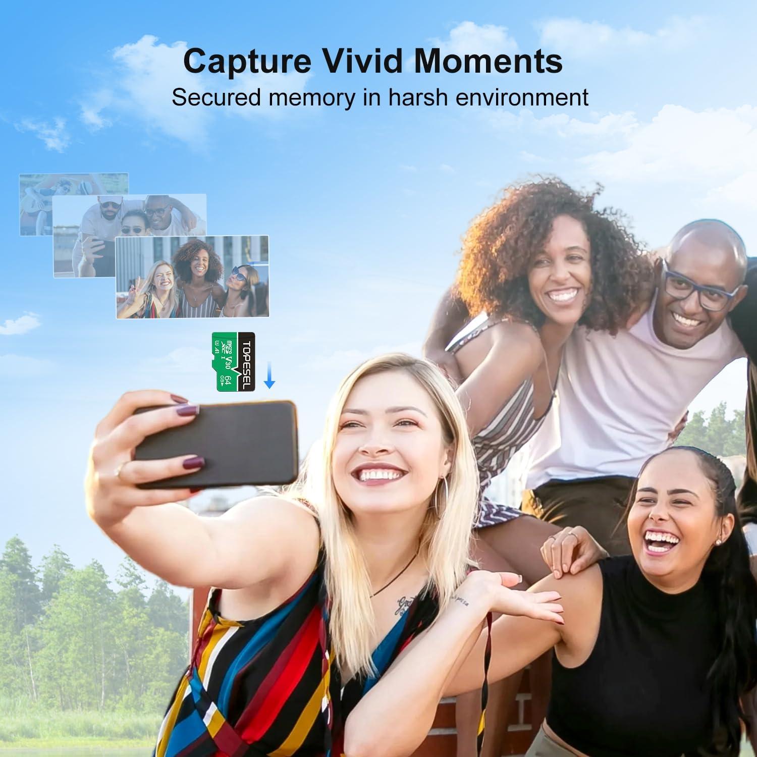 Tarjeta Micro SD TOPESEL 64GB 2-Pack UHS-I U3 A1 V30