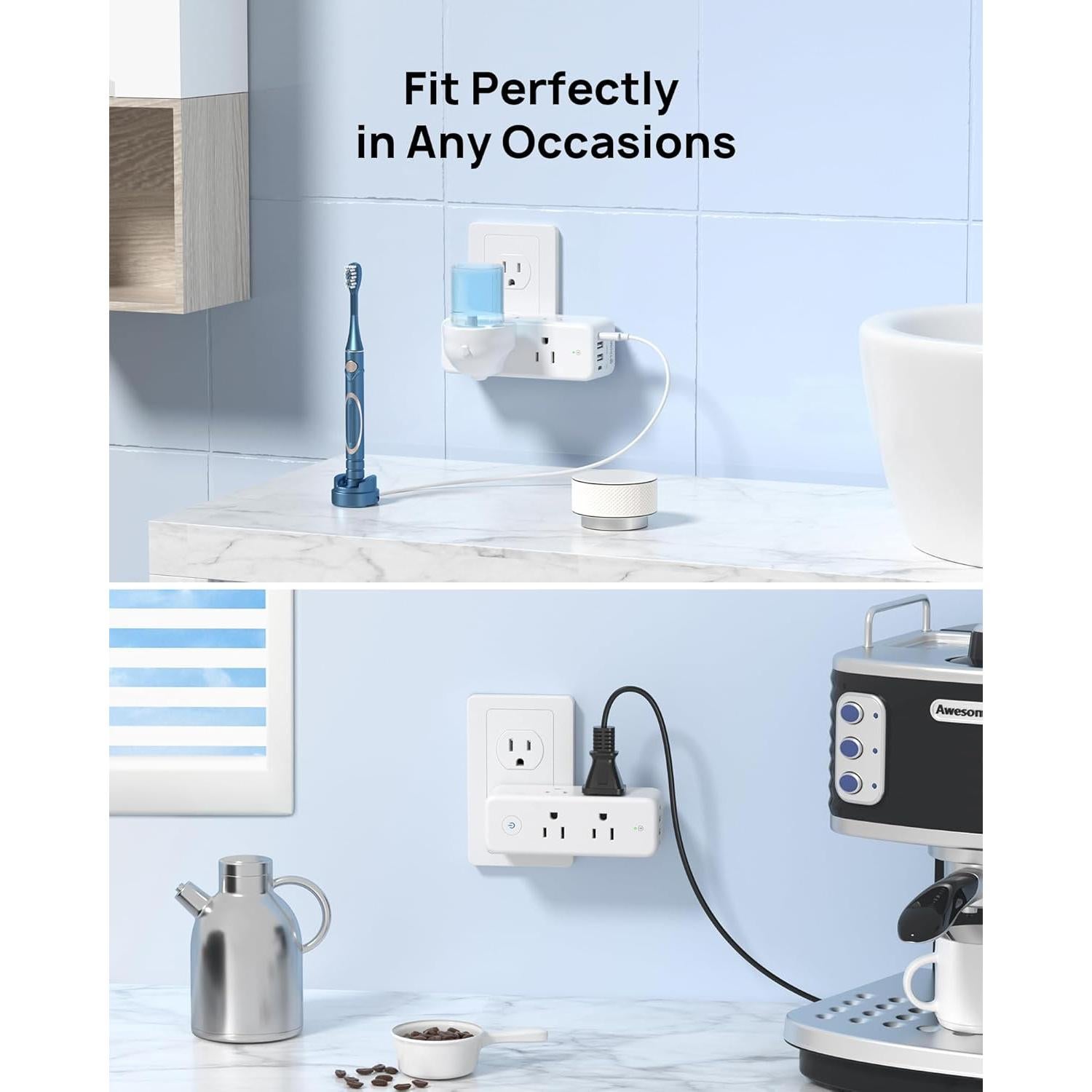 Extensor de Enchufe TROND 6 AC + 4 USB Rotatorio 360°