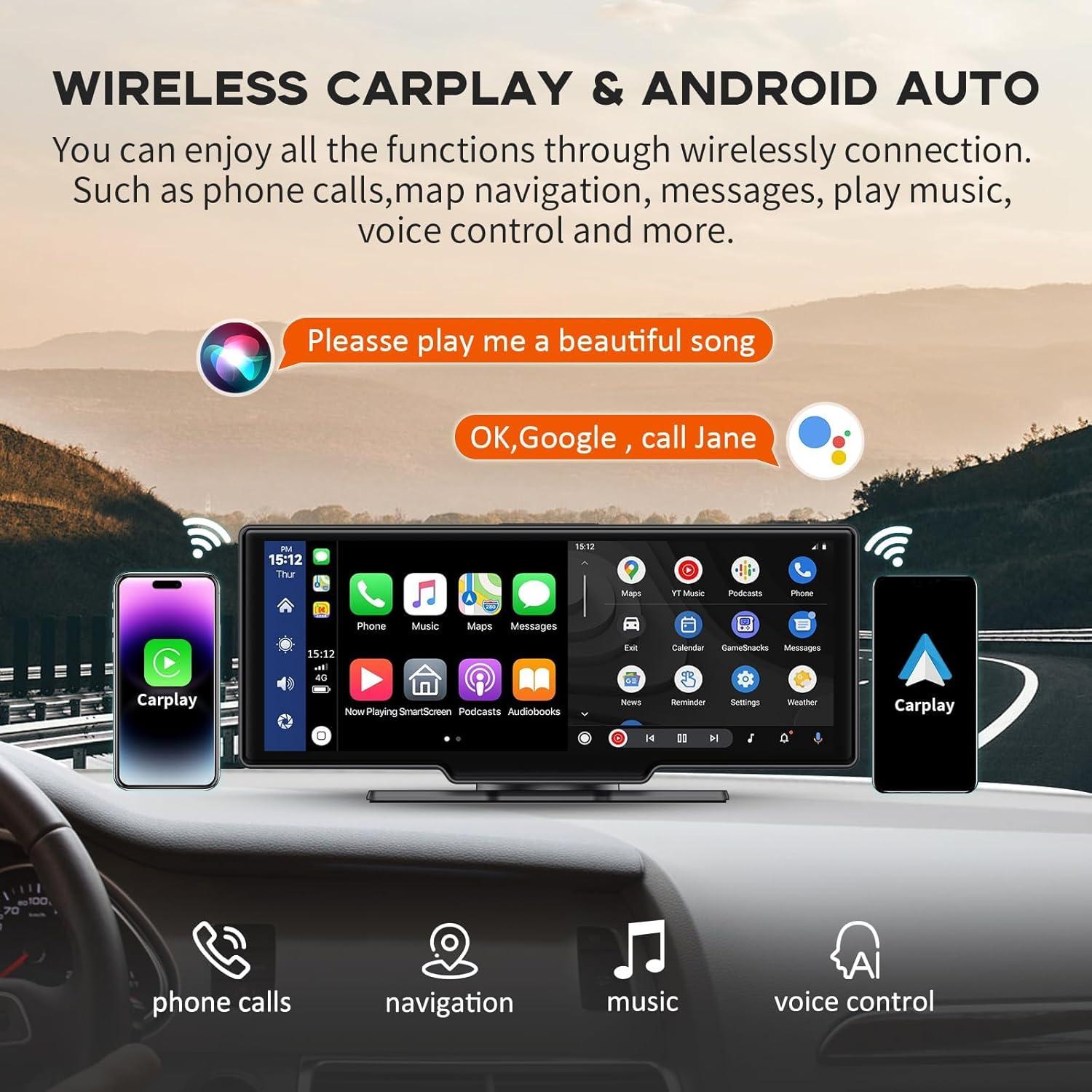 Pantalla 10.26" Wireless CarPlay M CARKUMI con Cámara 2.5K