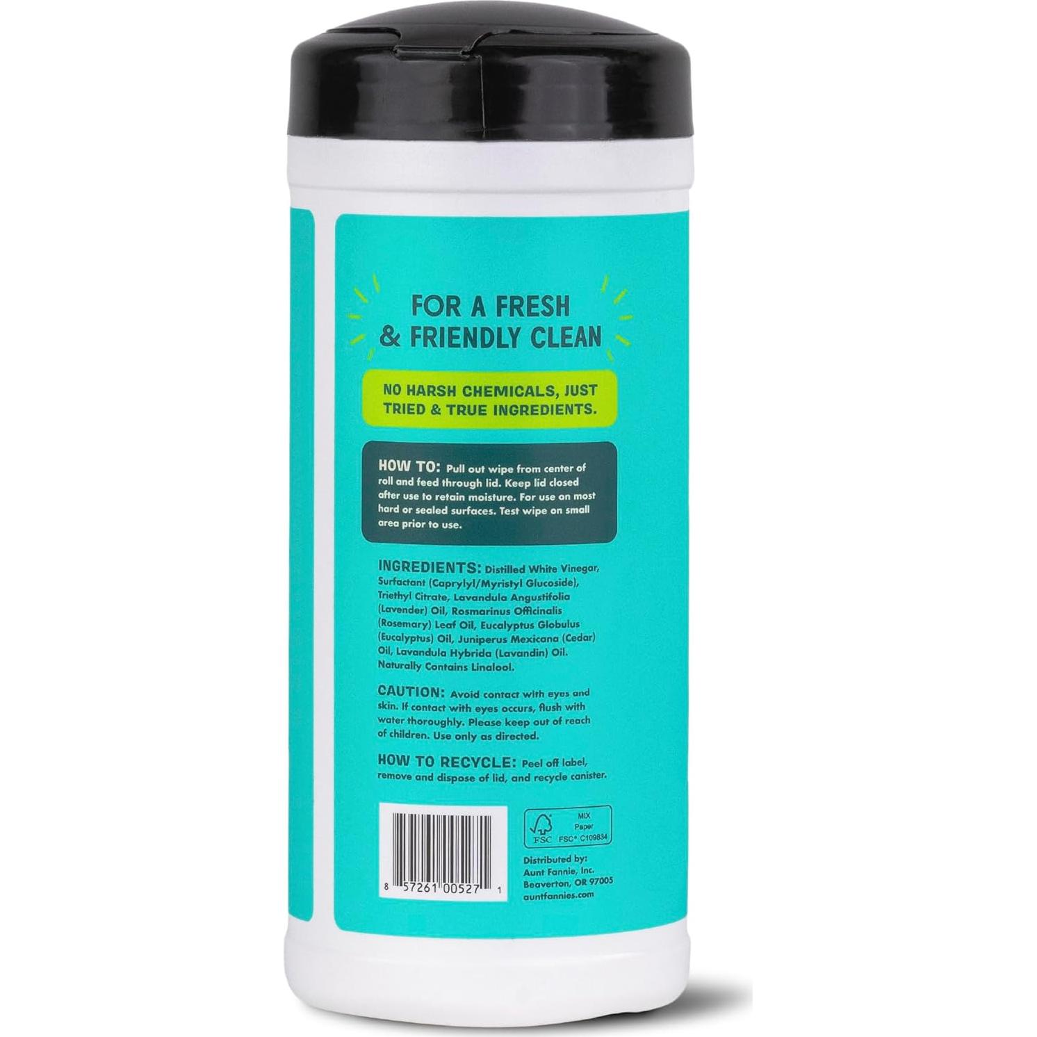 Toallitas de Limpieza de Vinagre Natural Aunt Fannie Eucalipto 35 Unidades