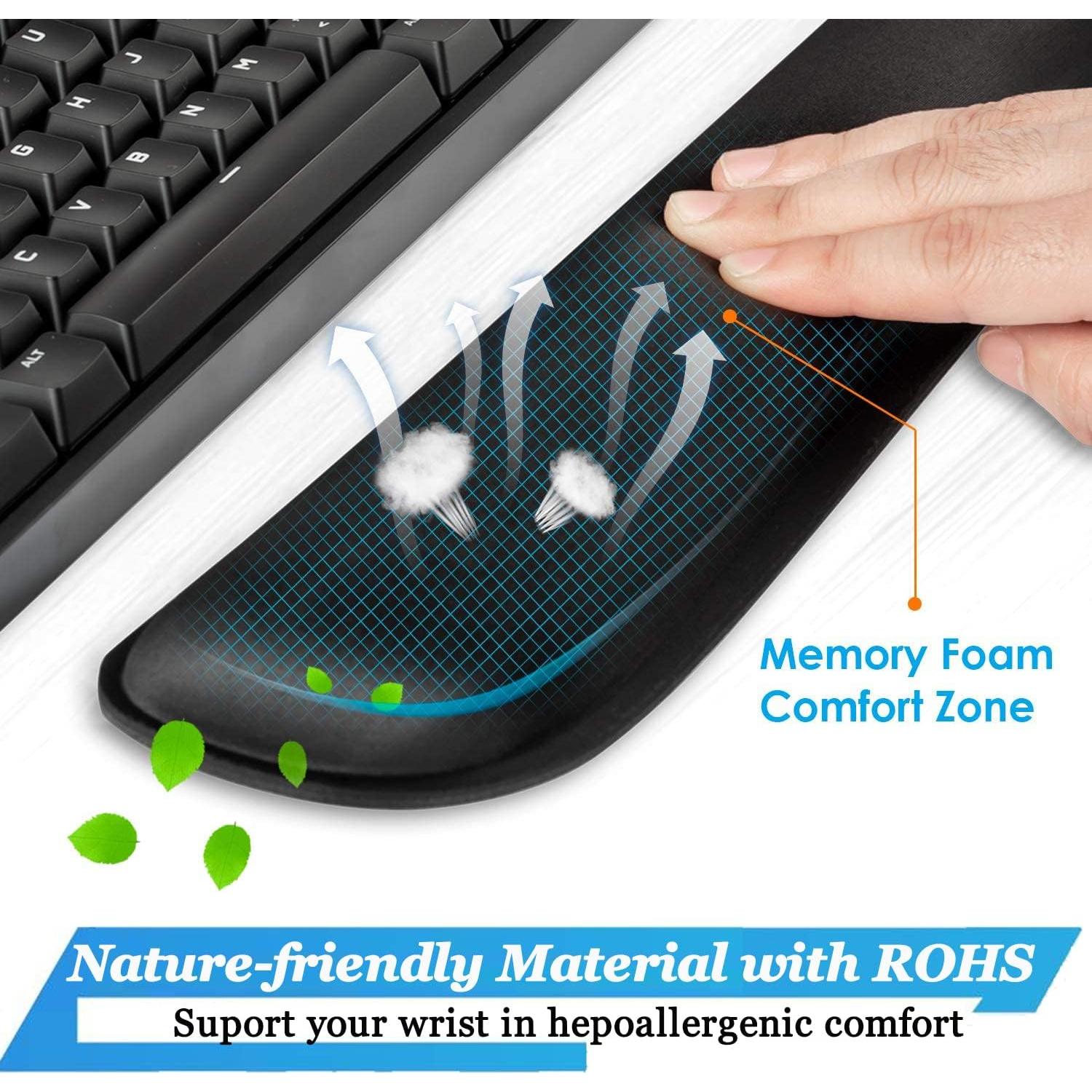 Reposamuñecas Ergonómico BamLue de Espuma Viscoelástica - Negro