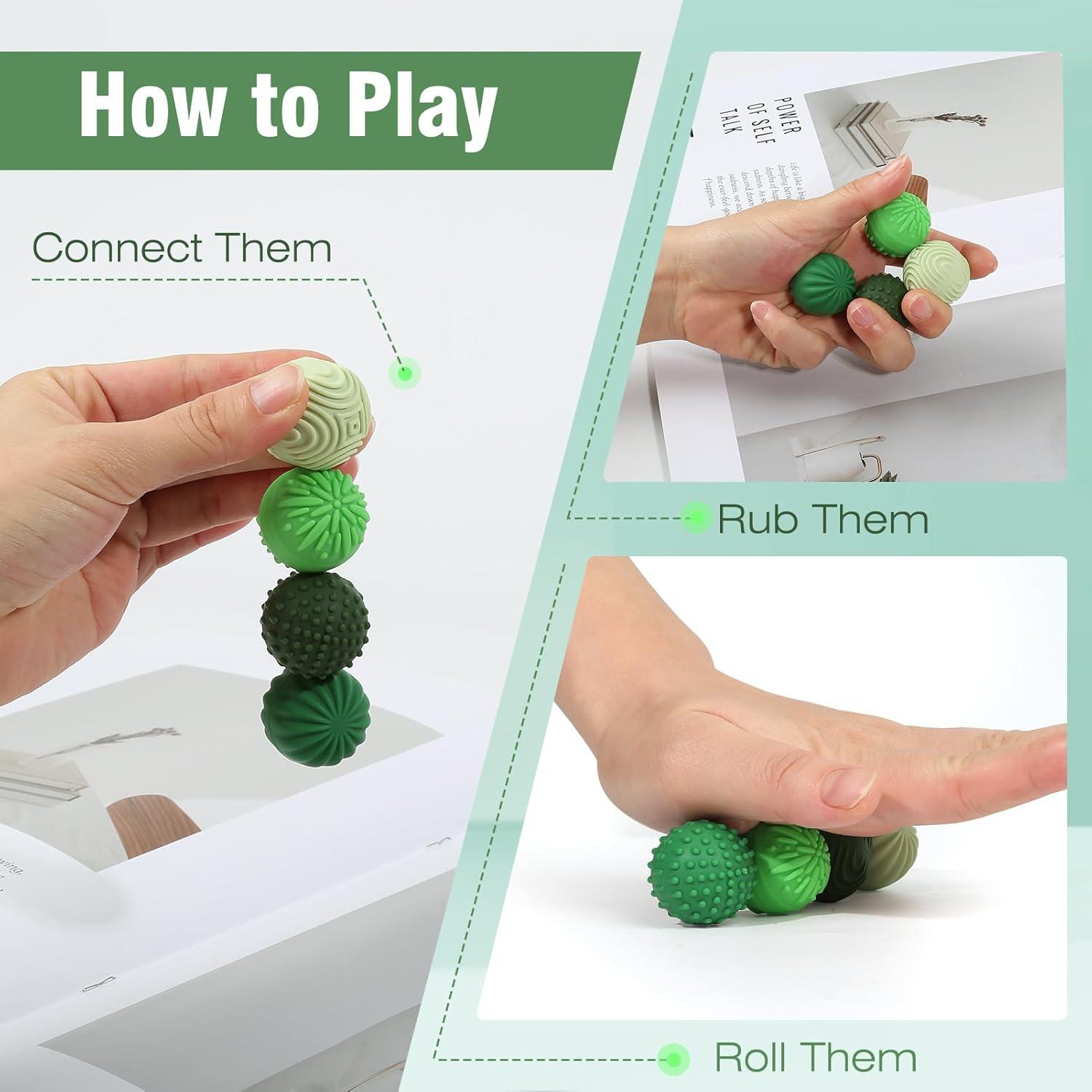 Bolas Magnéticas de Silicona Longcheng - Juguetes Sensoriales 4 Pzas