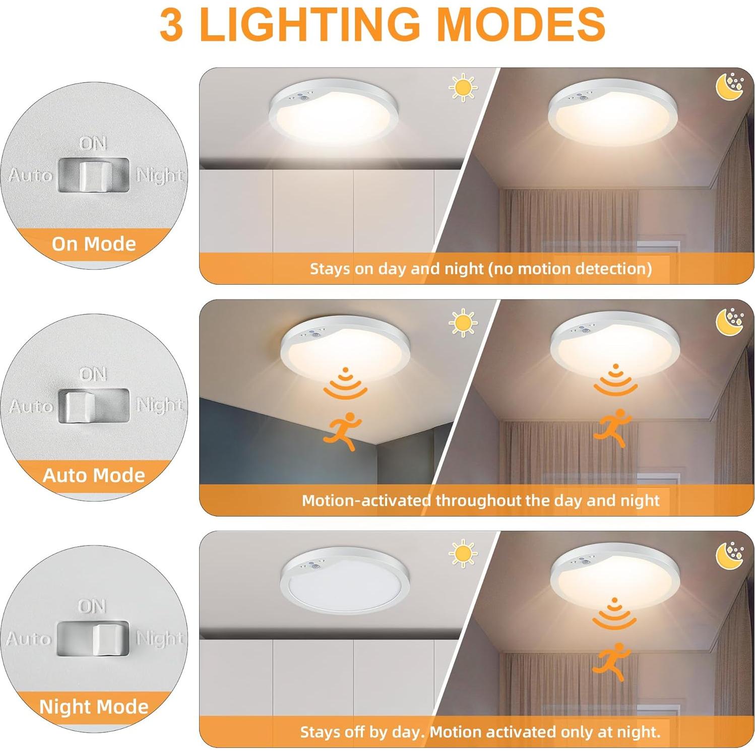 Paquete de 2 luces de techo LED GOZIG 23 cm con sensor 3000K