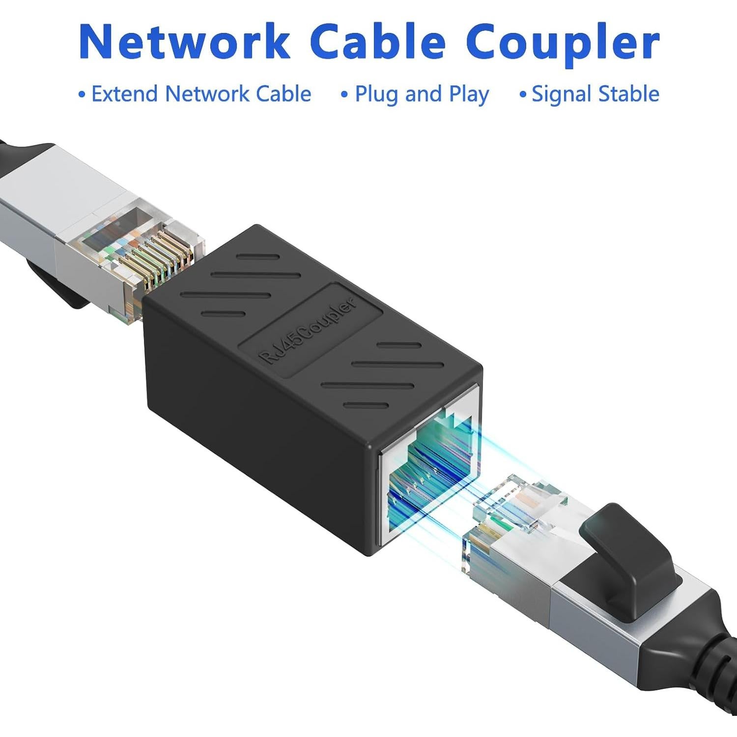 Acoplador RJ45 Jadaol Femenino a Femenino 1000Mbps Negro