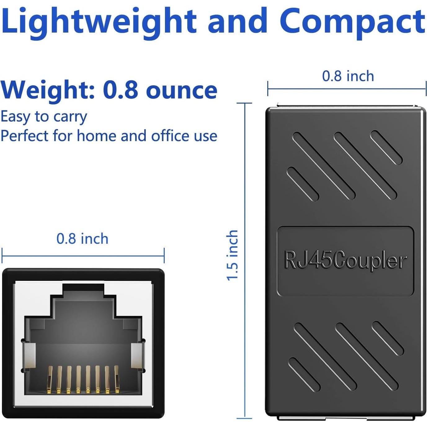 Acoplador RJ45 Jadaol Femenino a Femenino 1000Mbps Negro