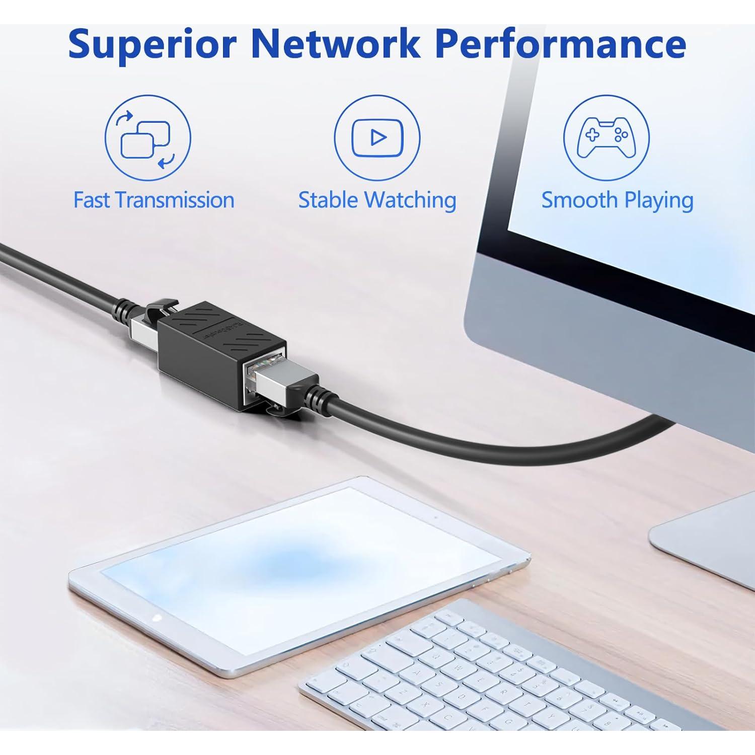 Acoplador RJ45 Jadaol Femenino a Femenino 1000Mbps Negro