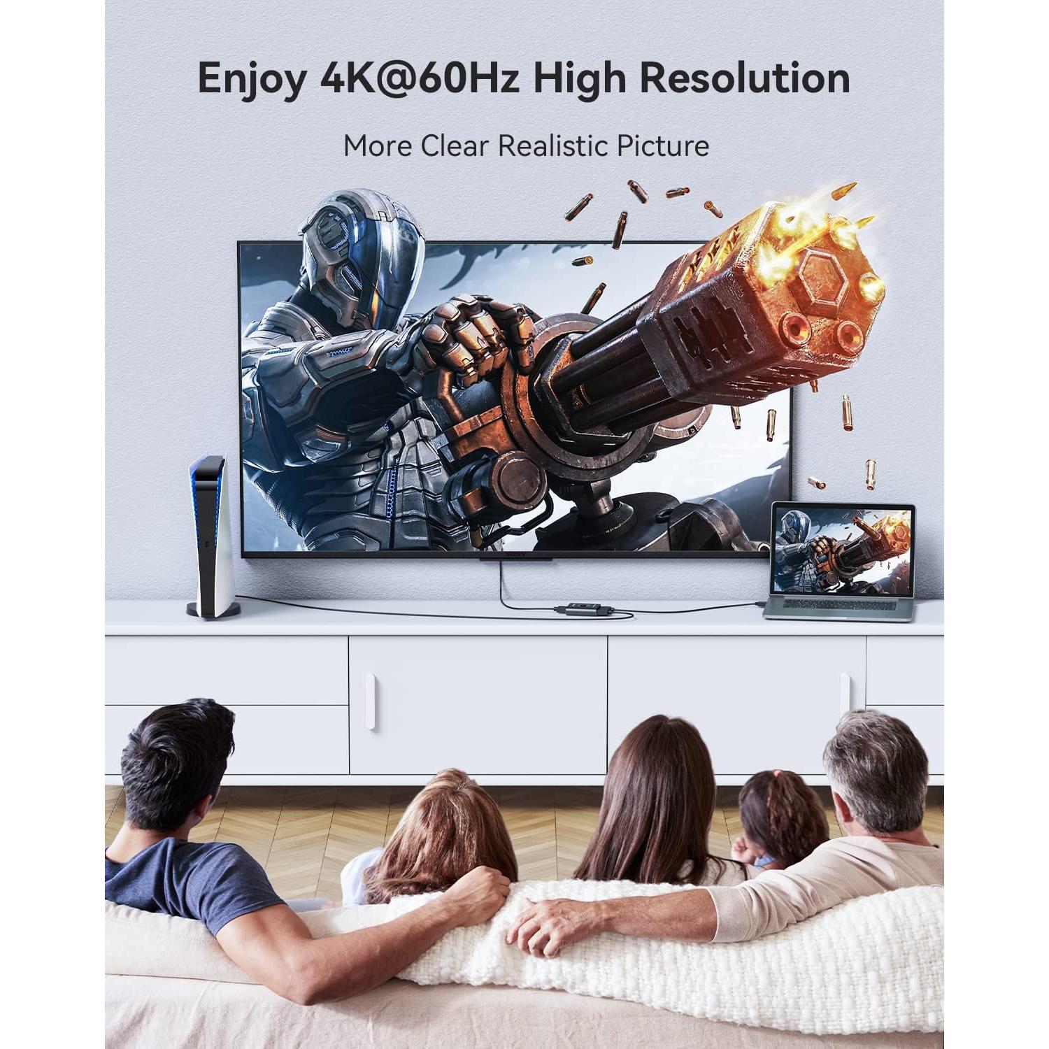 Conmutador HDMI Bidireccional GANA 4K 60Hz Aluminio 1.2m