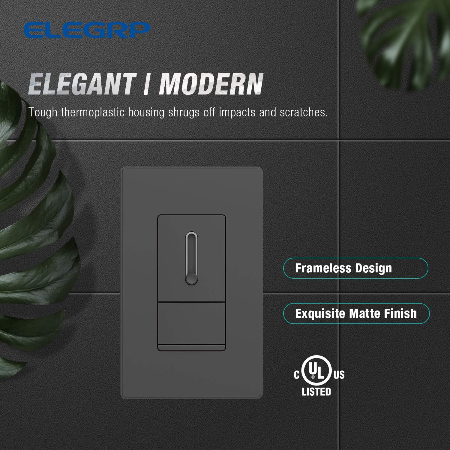 Interruptor Regulador ELEGRP 150W LED/CFL/Incandescente Negro