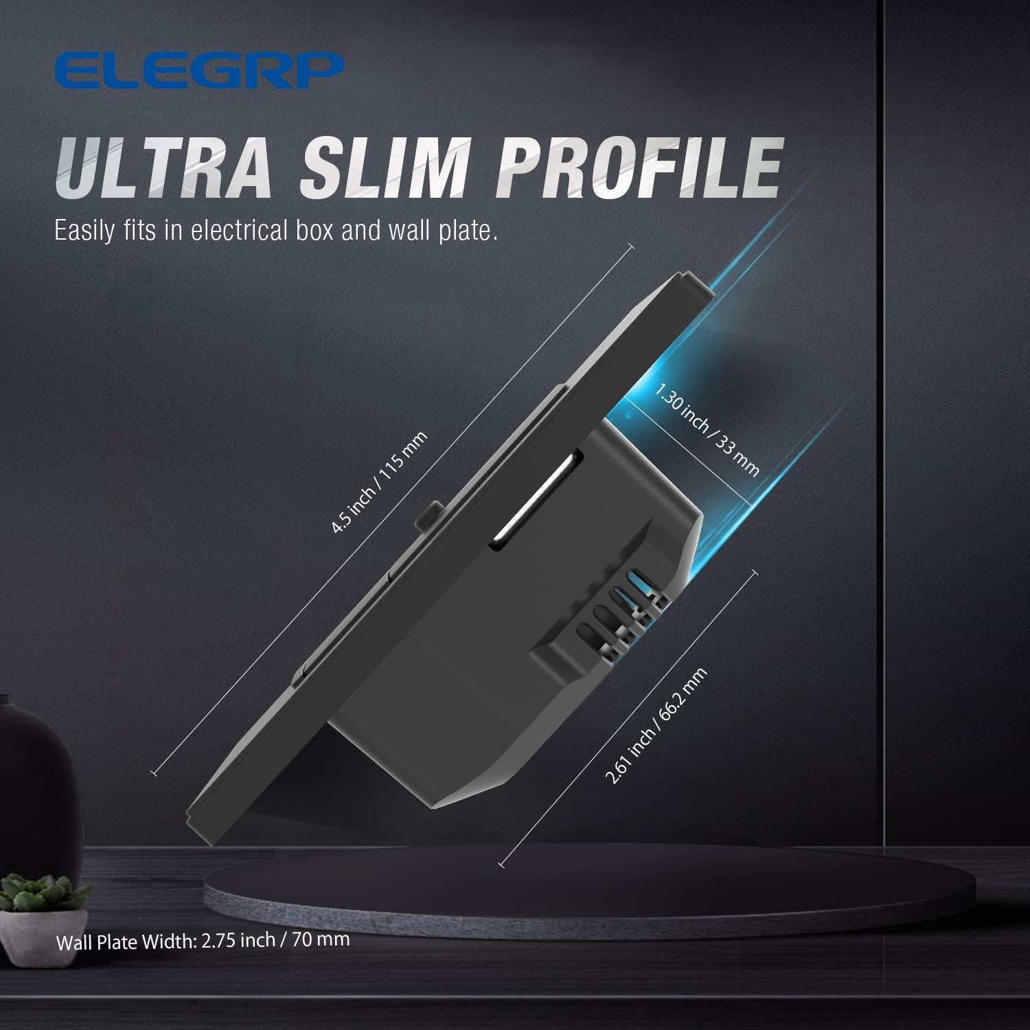 Interruptor Regulador ELEGRP 150W LED/CFL/Incandescente Negro