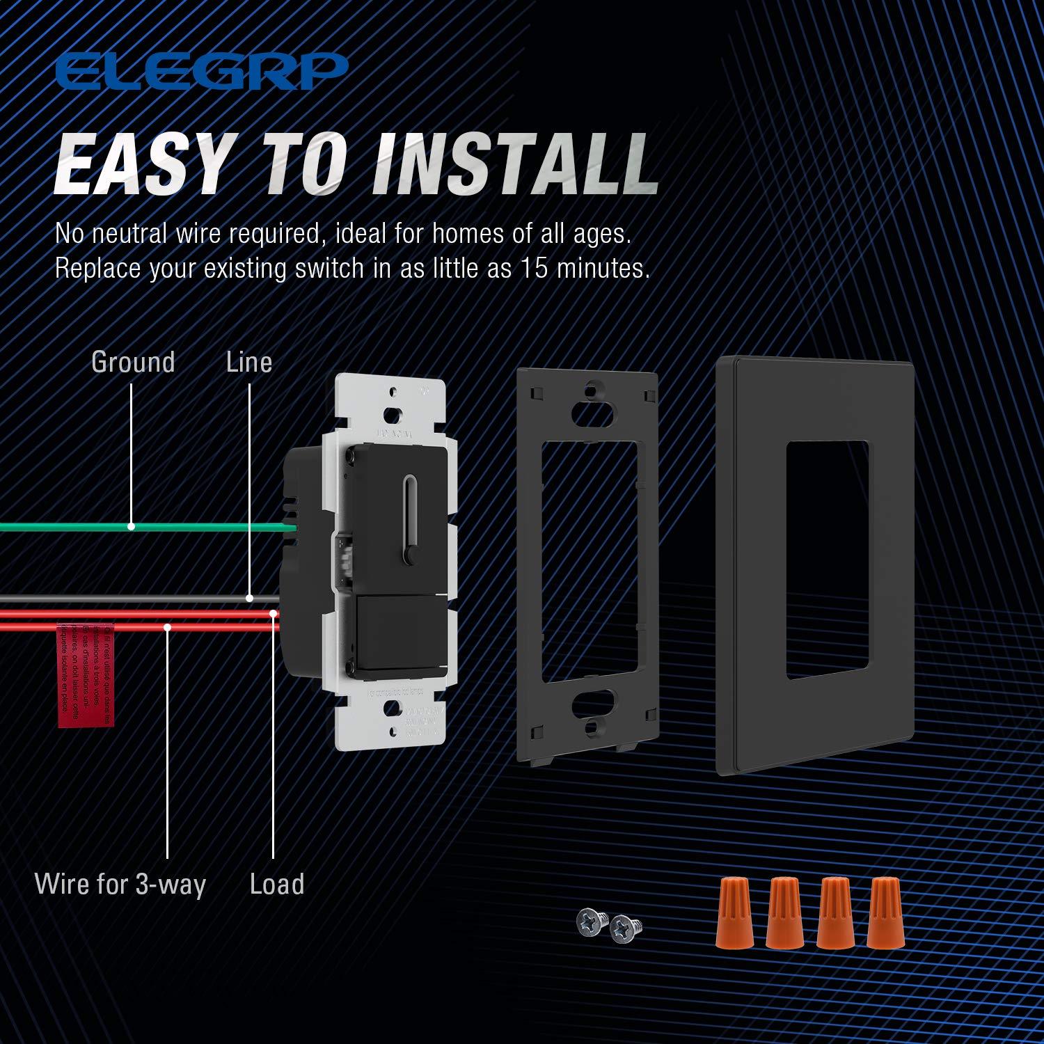 Interruptor Regulador ELEGRP 150W LED/CFL/Incandescente Negro