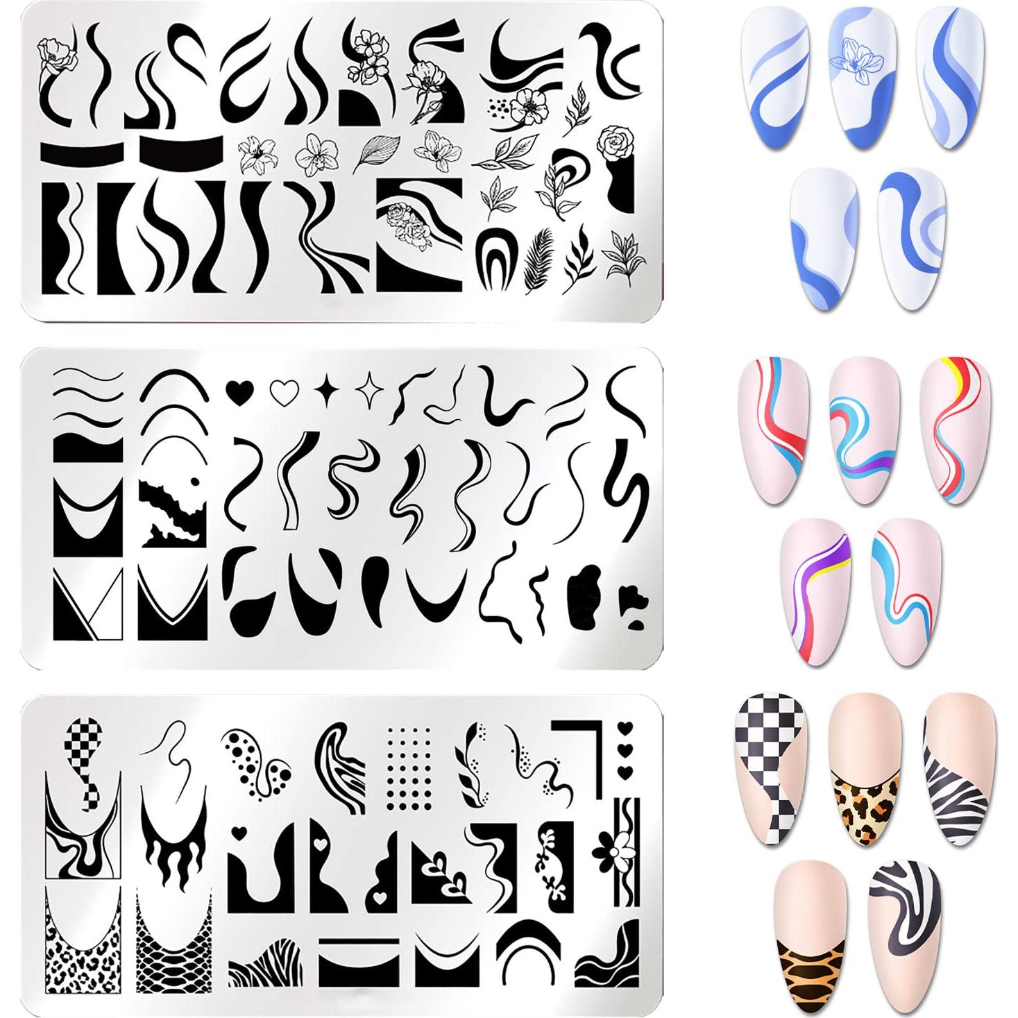 Plantillas de Estampado de Uñas OCOUYVD-170 Acero Inoxidable 3 Pcs