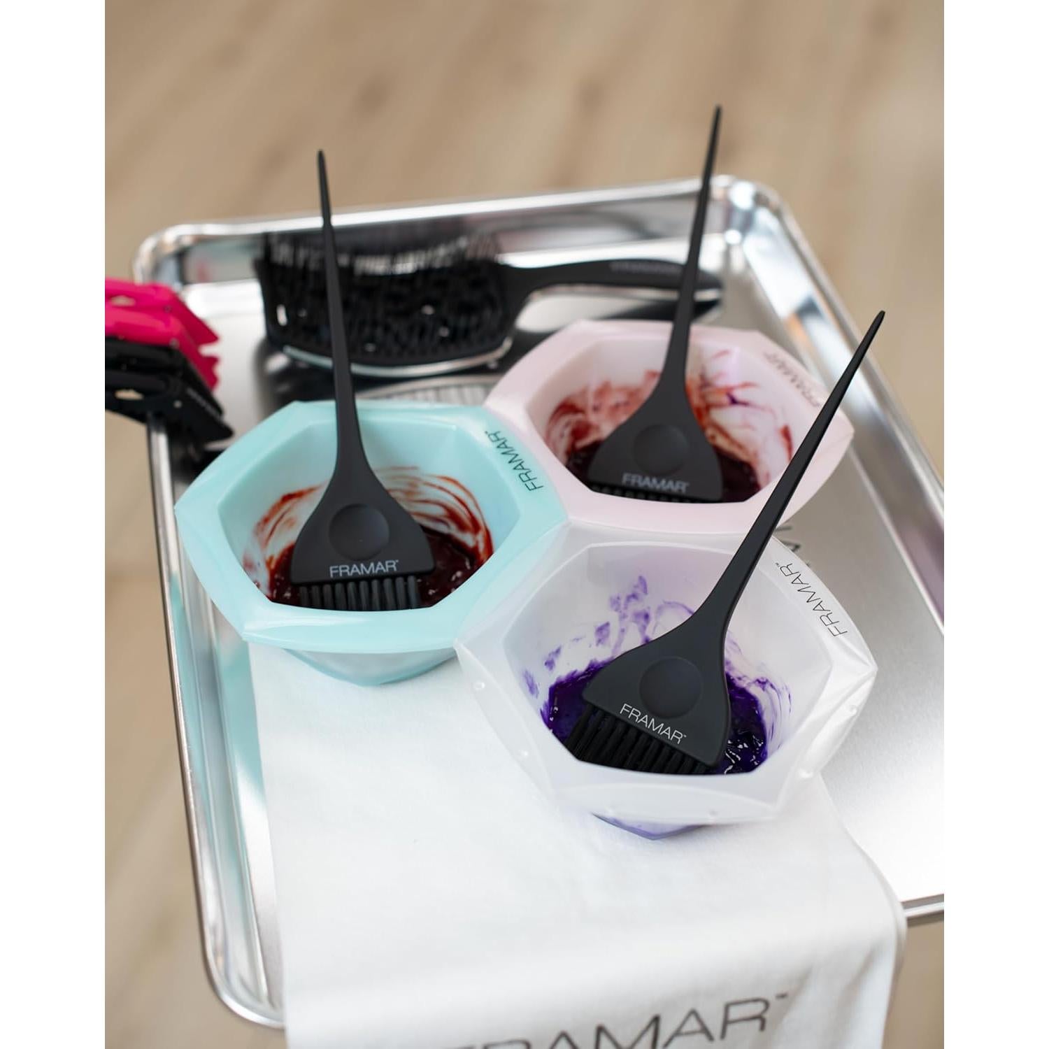 Set de 3 Brochas para Tinte de Cabello Framar Negro Mate