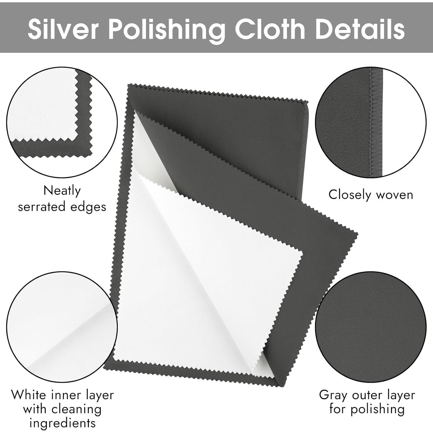 Paño de Pulido de Plata PEASUG 3 Pcs 25.4x31.75 cm Suave