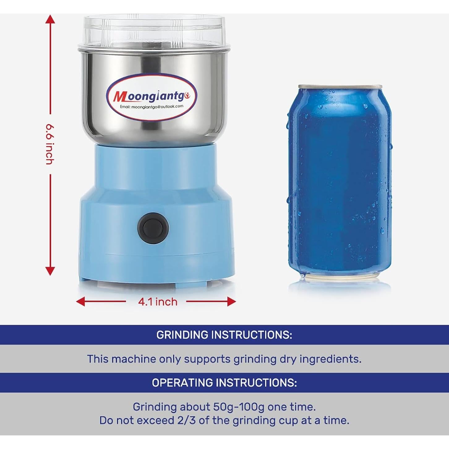 Molinillo de Café Eléctrico Moongiantgo 200W Mini Azul