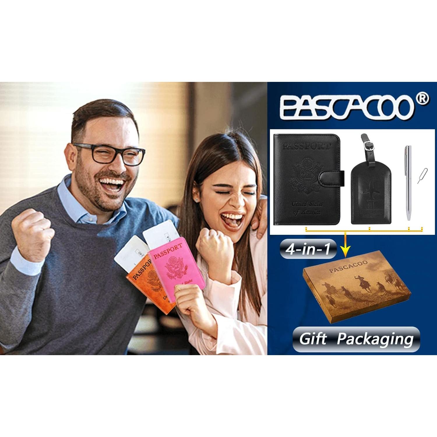 Portafolio de Pasaporte PASCACOO RFID con Etiqueta de Equipaje