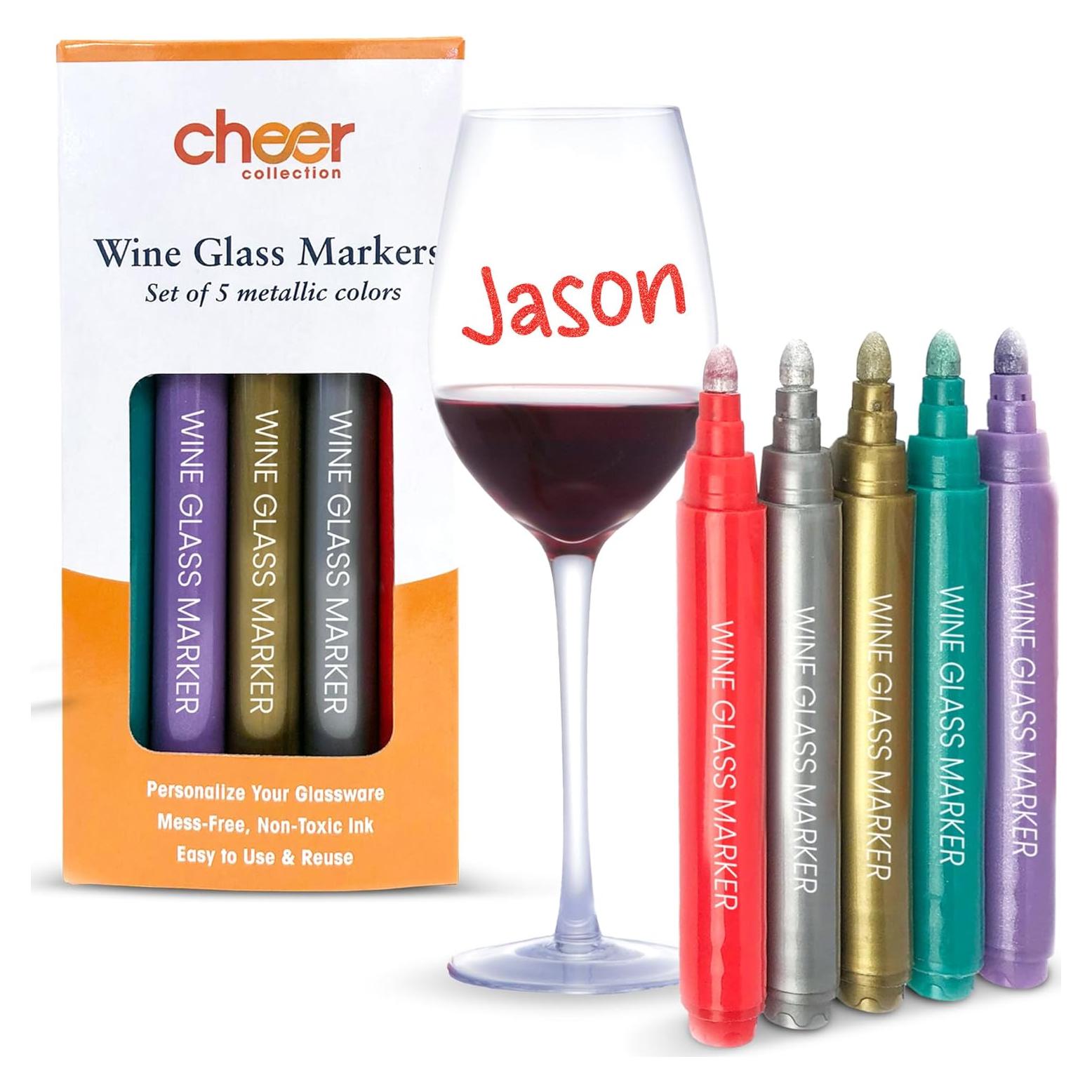 Set de 5 Marcadores de Vino Metálicos Cheer Collection