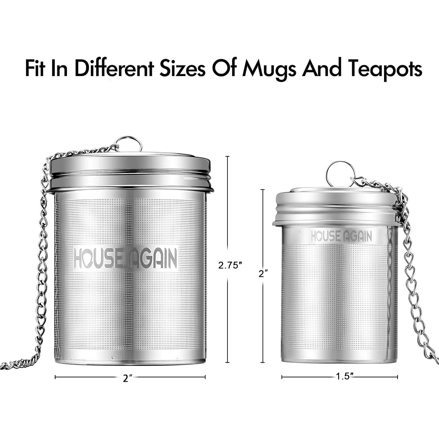 Infusor de Té House Again Acero Inoxidable 2 Piezas Grande y Pequeño
