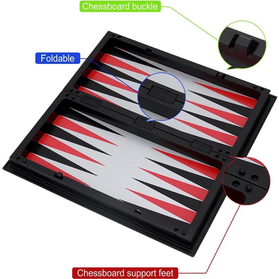 Set de Ajedrez Magnético 10" KAILE - 3 en 1 Viaje Damas Backgammon