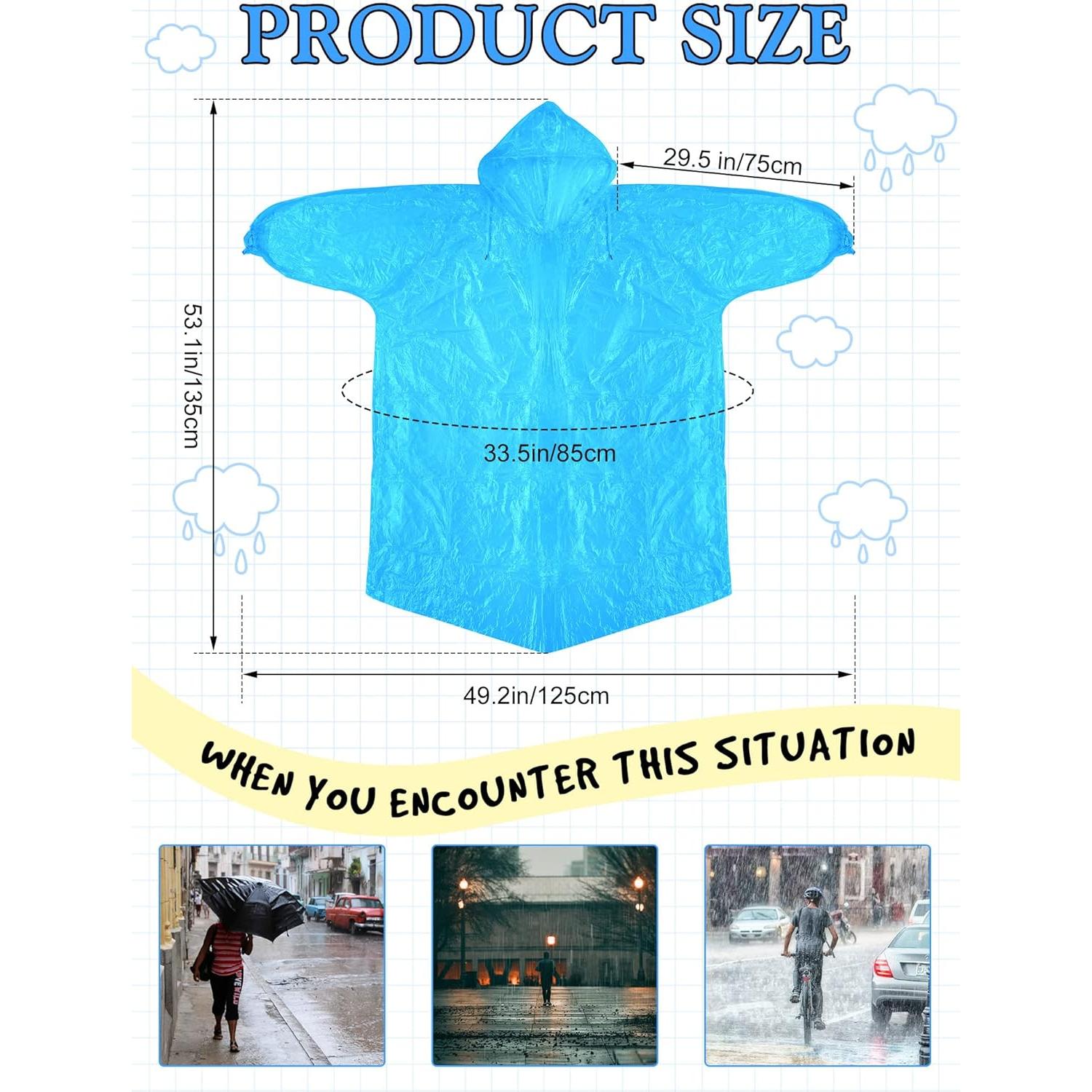 Paquete de 40 Ponchos de Lluvia Desechables Tarpop Azul