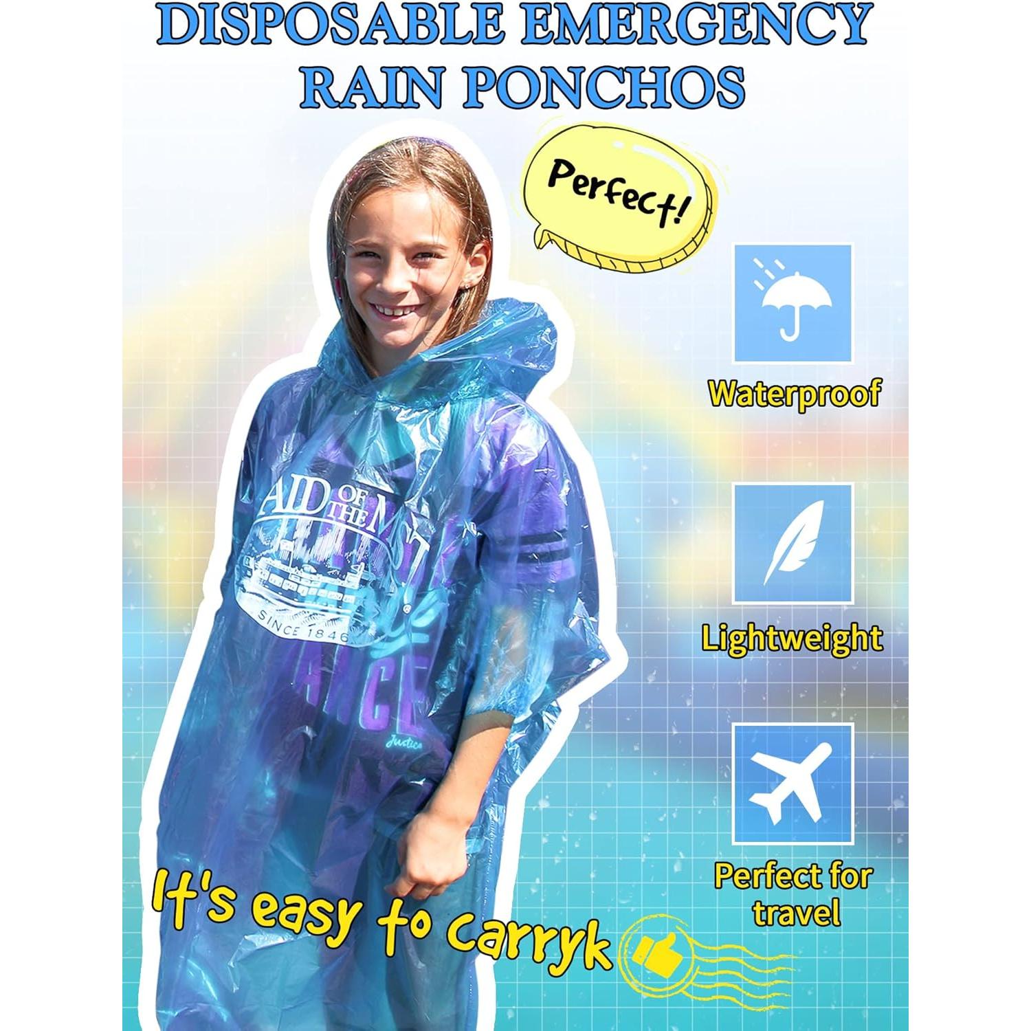Paquete de 40 Ponchos de Lluvia Desechables Tarpop Azul
