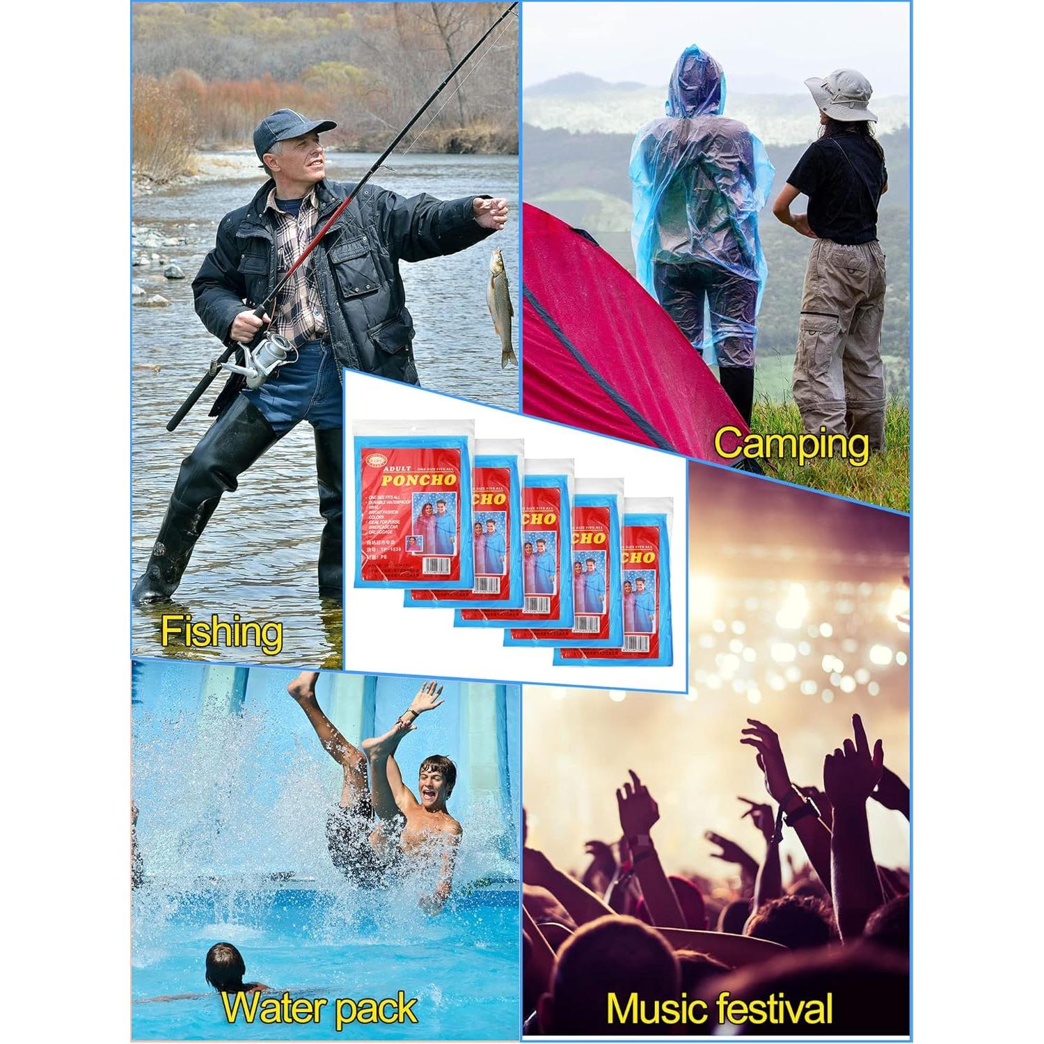 Paquete de 40 Ponchos de Lluvia Desechables Tarpop Azul