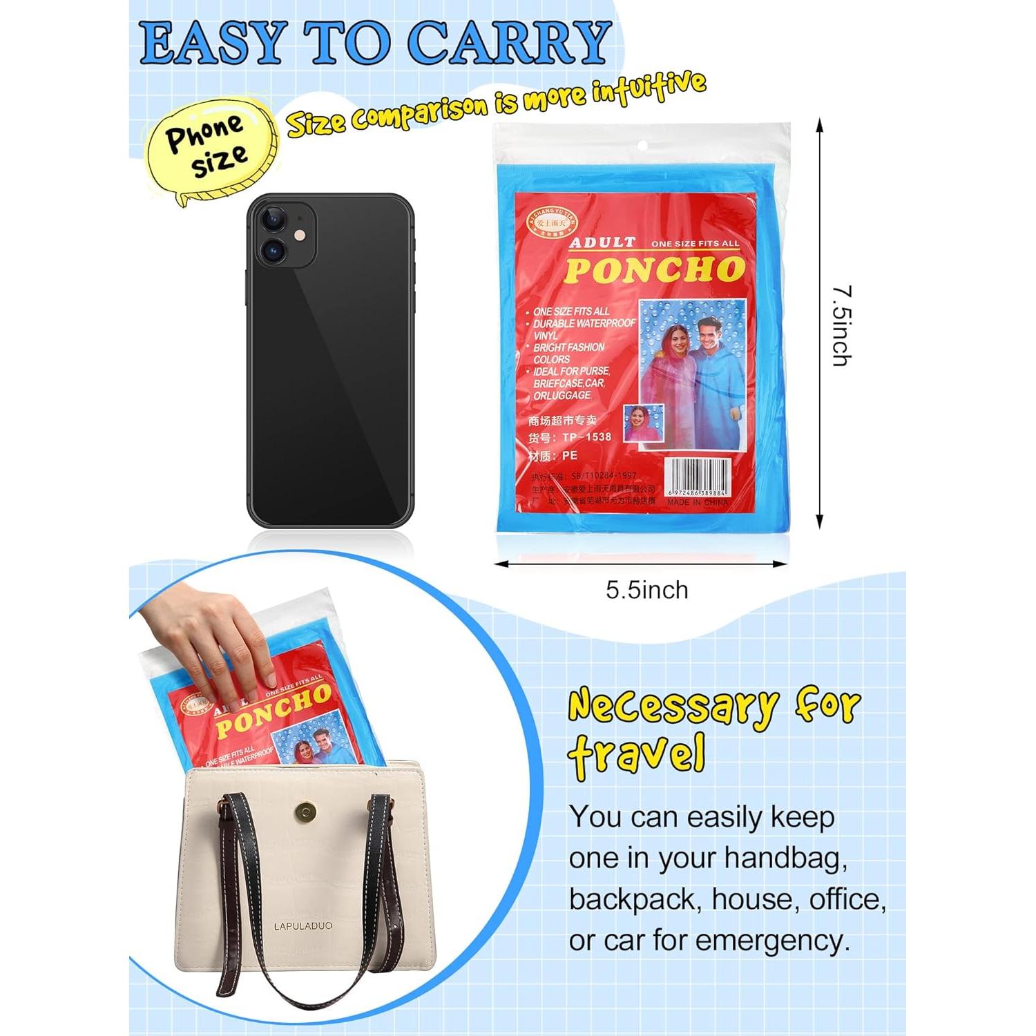 Paquete de 40 Ponchos de Lluvia Desechables Tarpop Azul