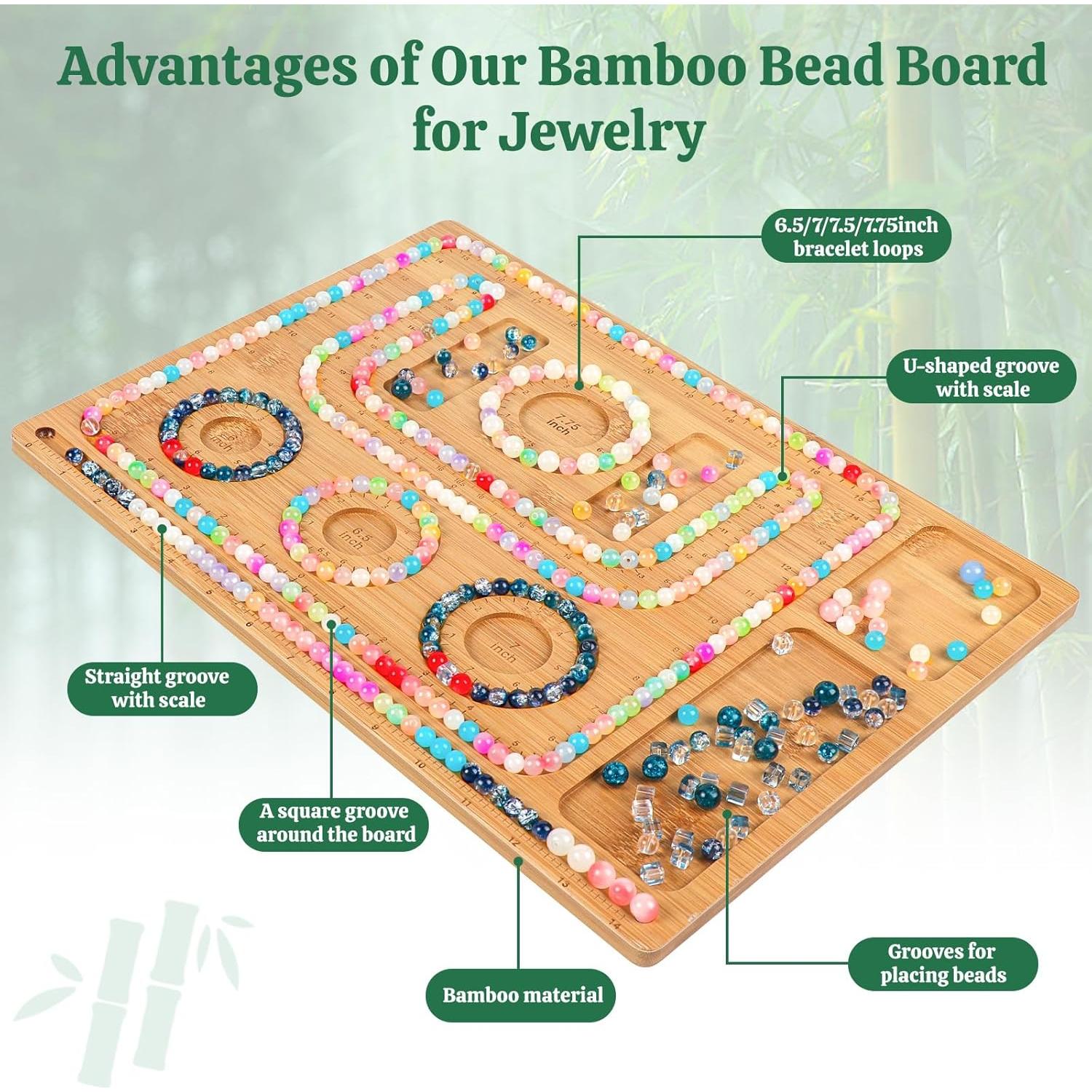 Tablero de cuentas de bambú Adrattnay para hacer joyas 39x29cm