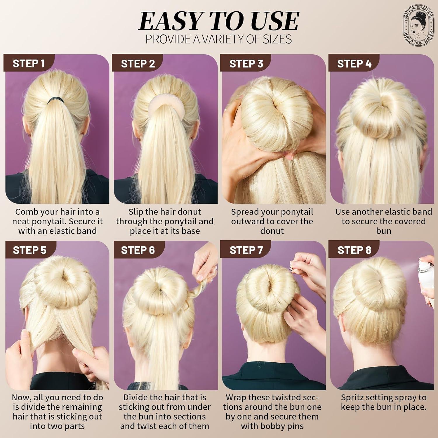 Kit de Hacer Moños Teenitor - 4 Piezas Medianas + Redes y Horquillas