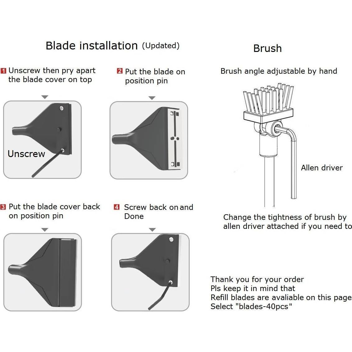Limpiador de Acuario QANVEE 66 cm con 10 Cuchillas Inoxidable