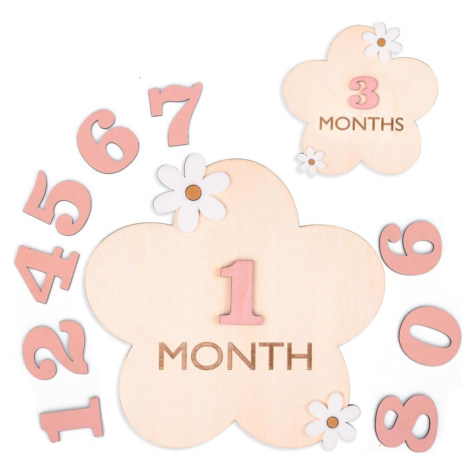 Set de 12 Carteles de Hito de Madera para Bebés OENIZI