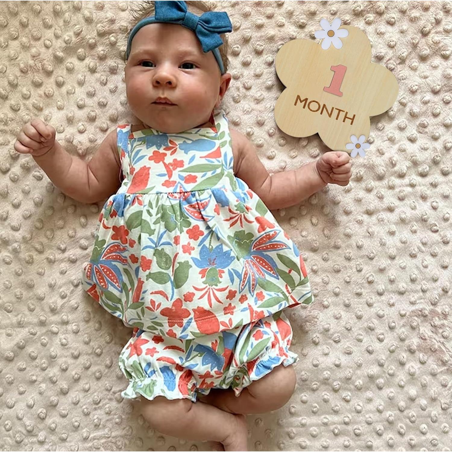 Set de 12 Carteles de Hito de Madera para Bebés OENIZI