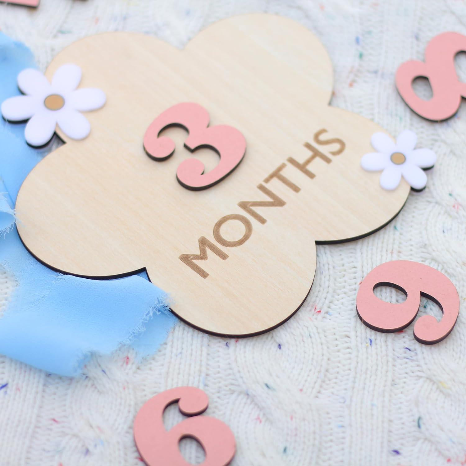 Set de 12 Carteles de Hito de Madera para Bebés OENIZI