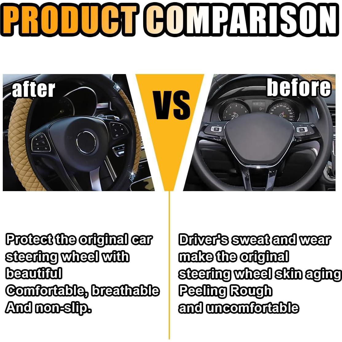 Cubierta de Volante de Cuero JOYCOURT Beige 38 cm con Rhinestones