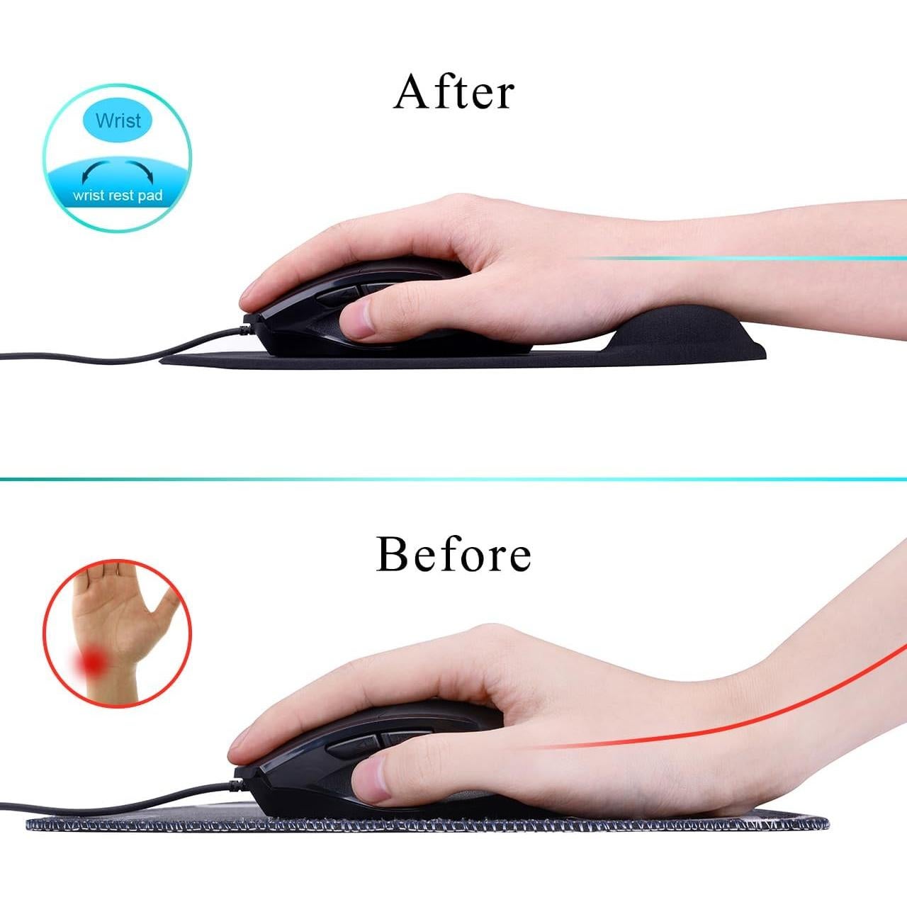 Alfombrilla de Ratón JIKIOU 2 Pack Ergonómica con Gel Negra