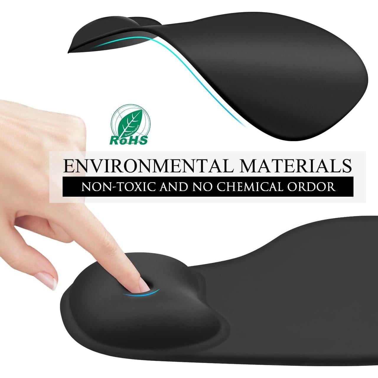 Alfombrilla de Ratón JIKIOU 2 Pack Ergonómica con Gel Negra