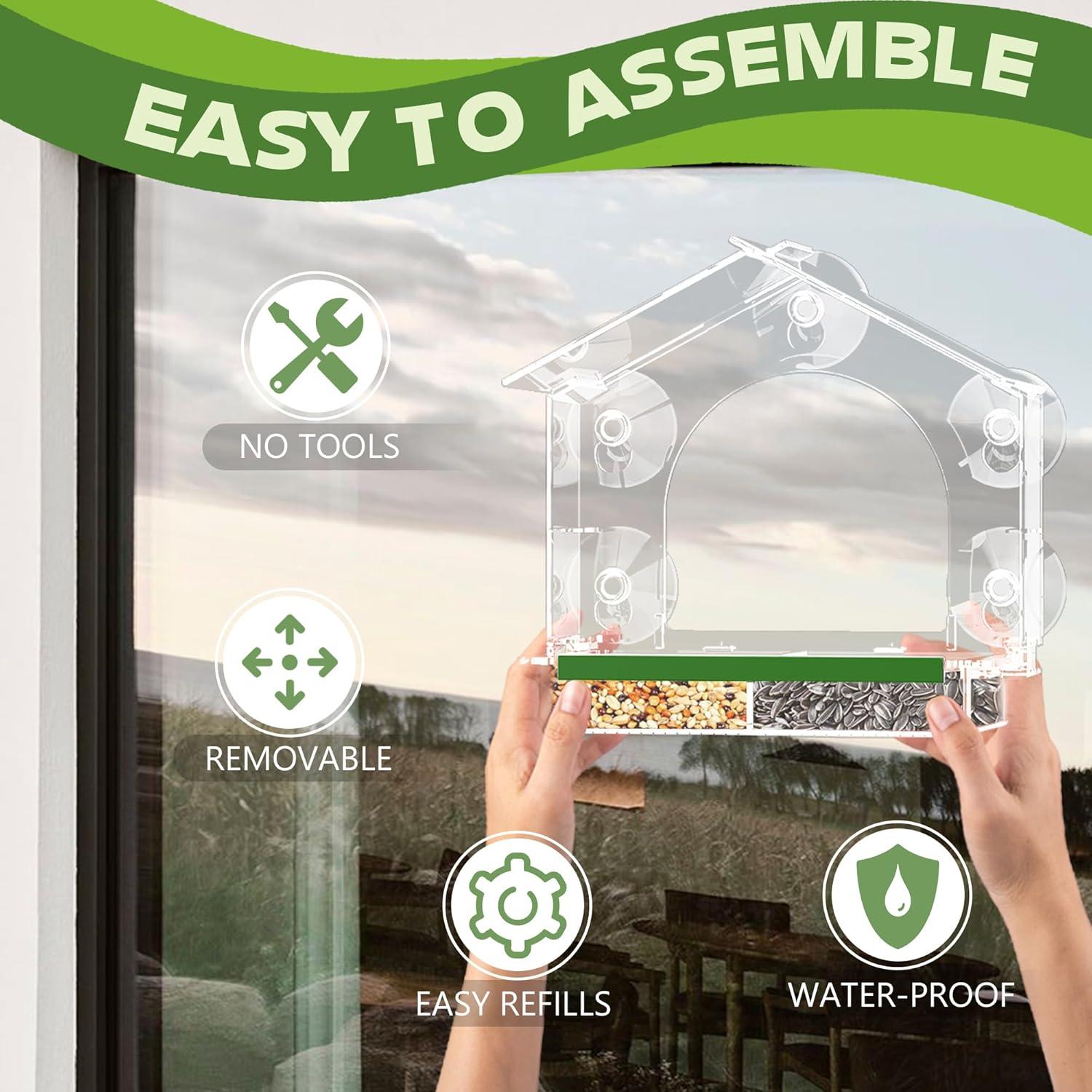 Comedero para Aves GelinRedcap con 5 Ventosas Fuertes 25.4x12.7cm