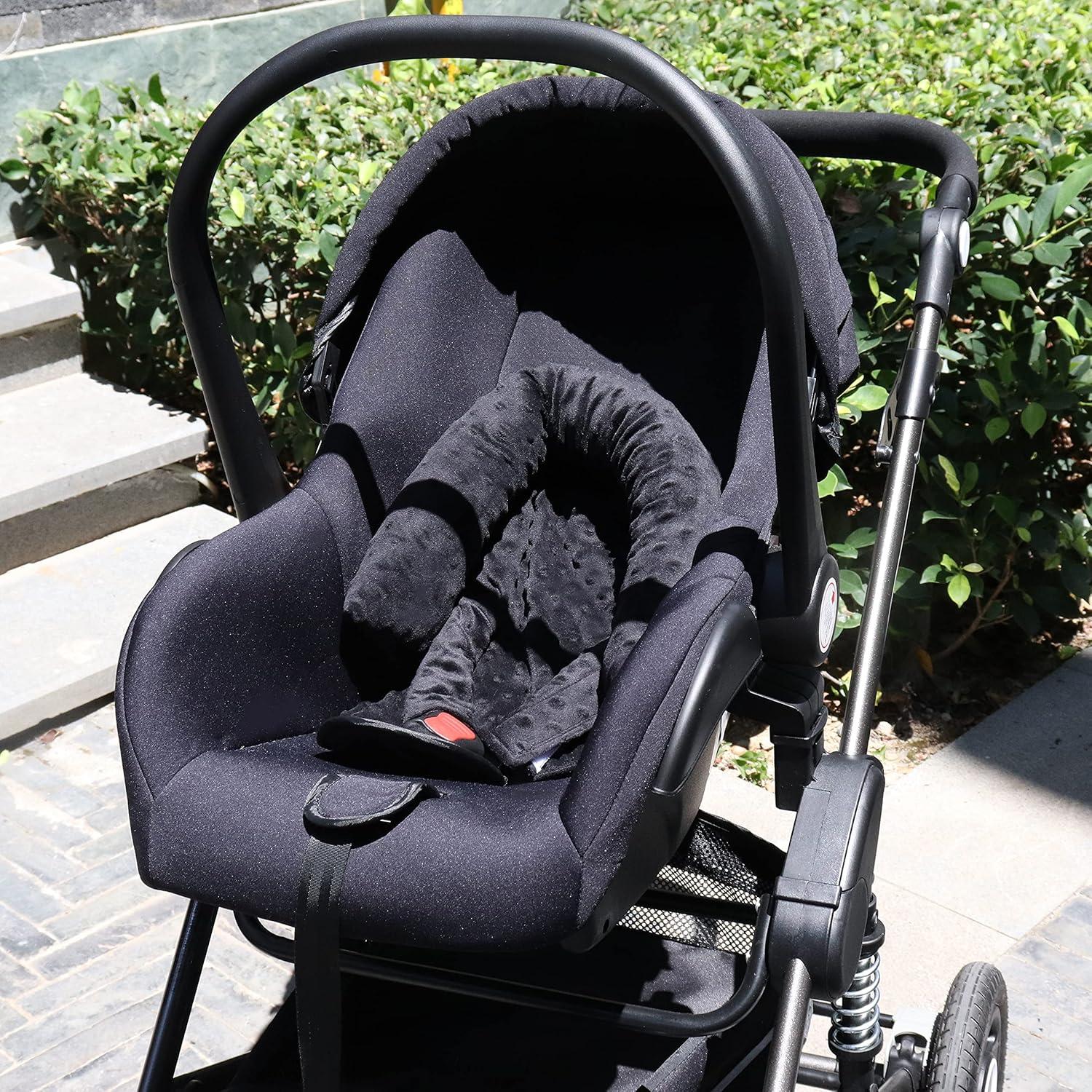 Soporte para cabeza y cubiertas de cinturón para bebé - Negro