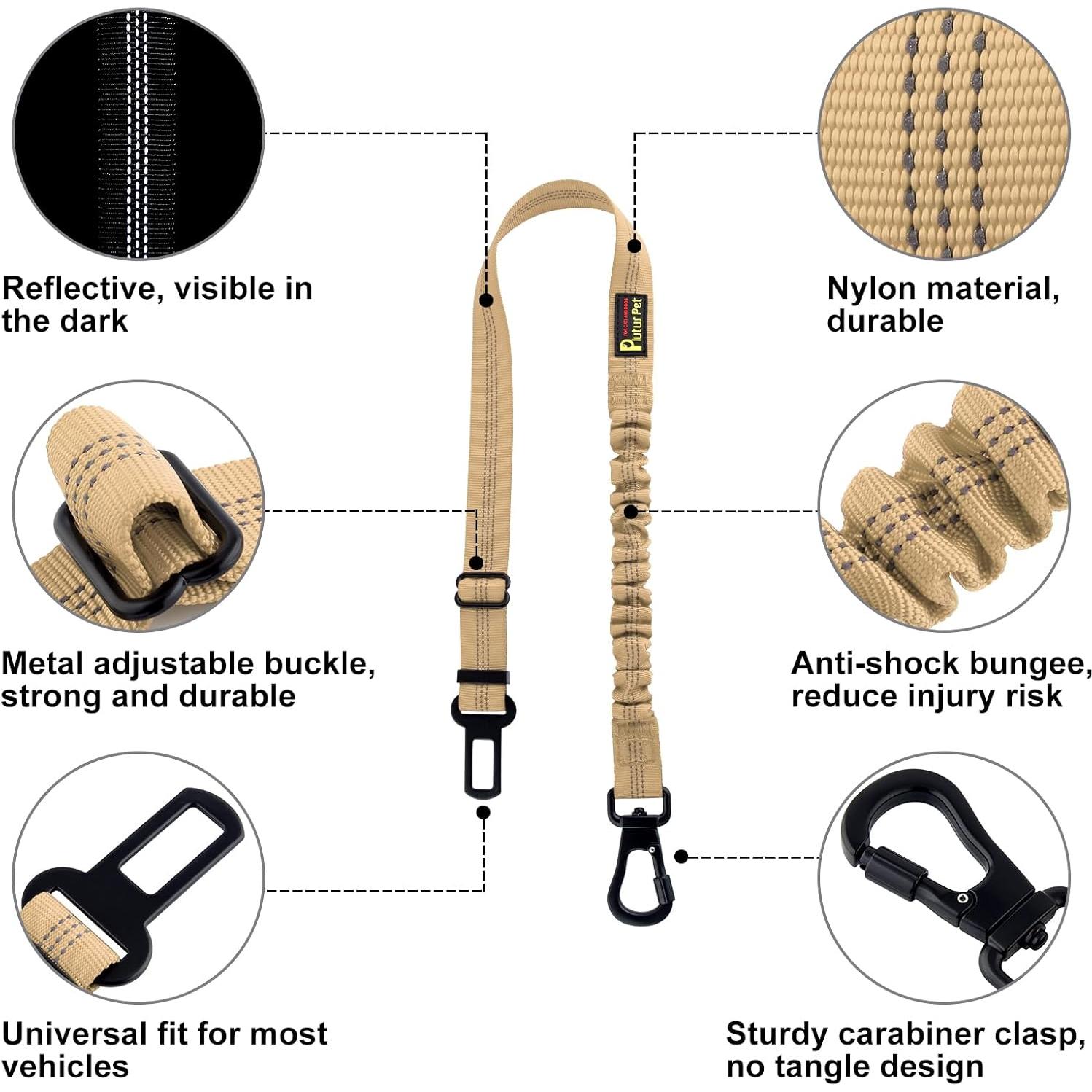 Cinturón de Seguridad para Perros Plutus Pet Ajustable Beige