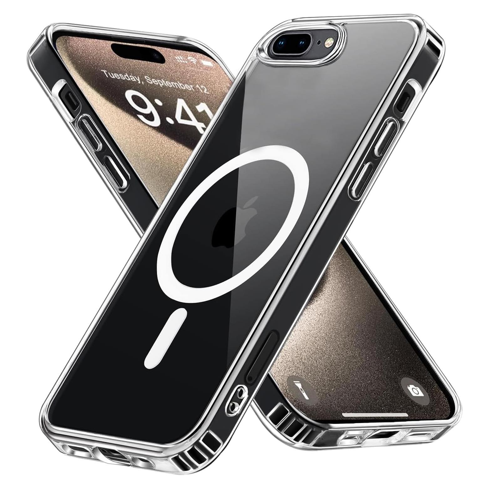 Funda Magnética S. Tedazo para iPhone 7 Plus/8 Plus - Transparente, Grado Militar, Anti-Amarilleo