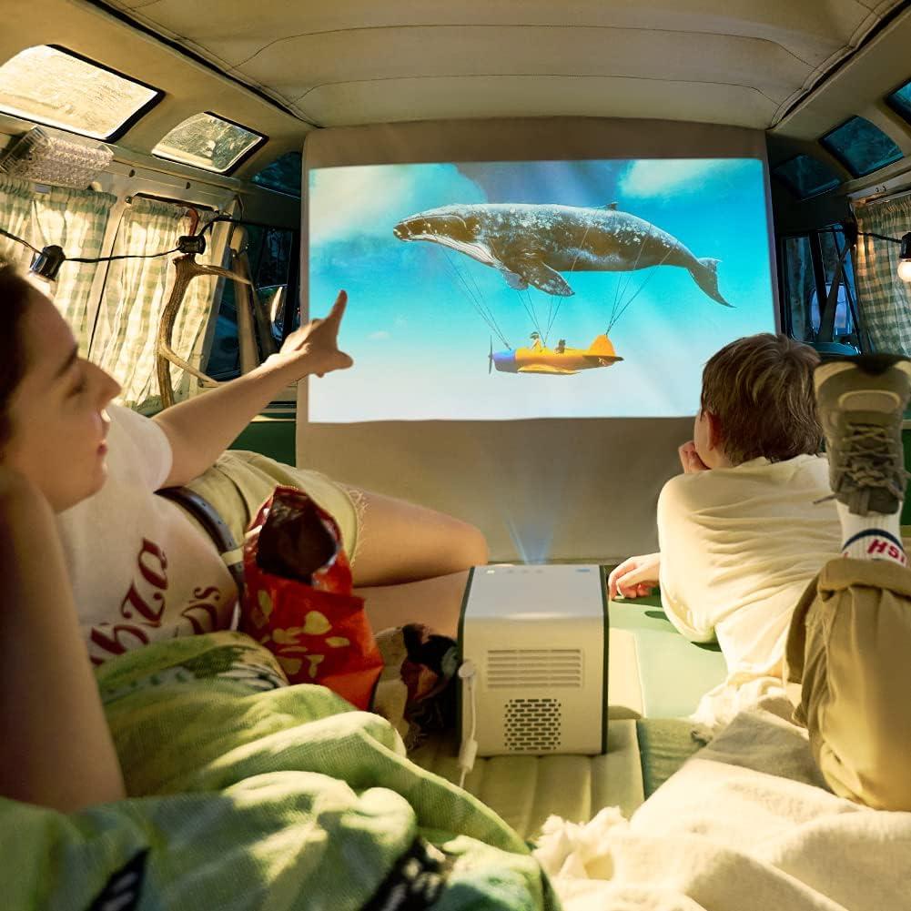 GS50 1080p Wireless Outdoor Projector | Smart Android TV | WiFi & Bluetooth | 2.1 Channel Speakers with Extra Bass | HDR10 | Autofocus & Keystone | Portable Movie Projector for Camping & Home