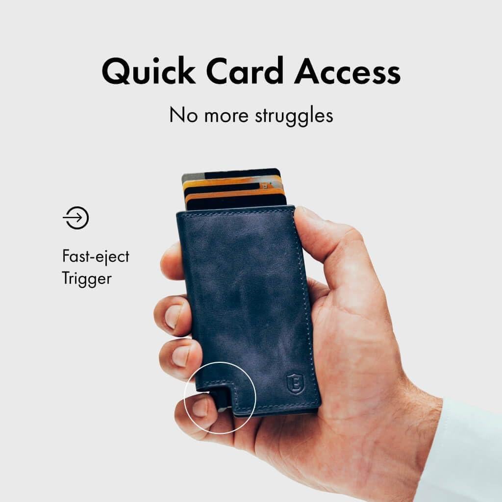 Cartera Pop Up Ekster para Hombres - Bloqueo RFID, Cuero Marino