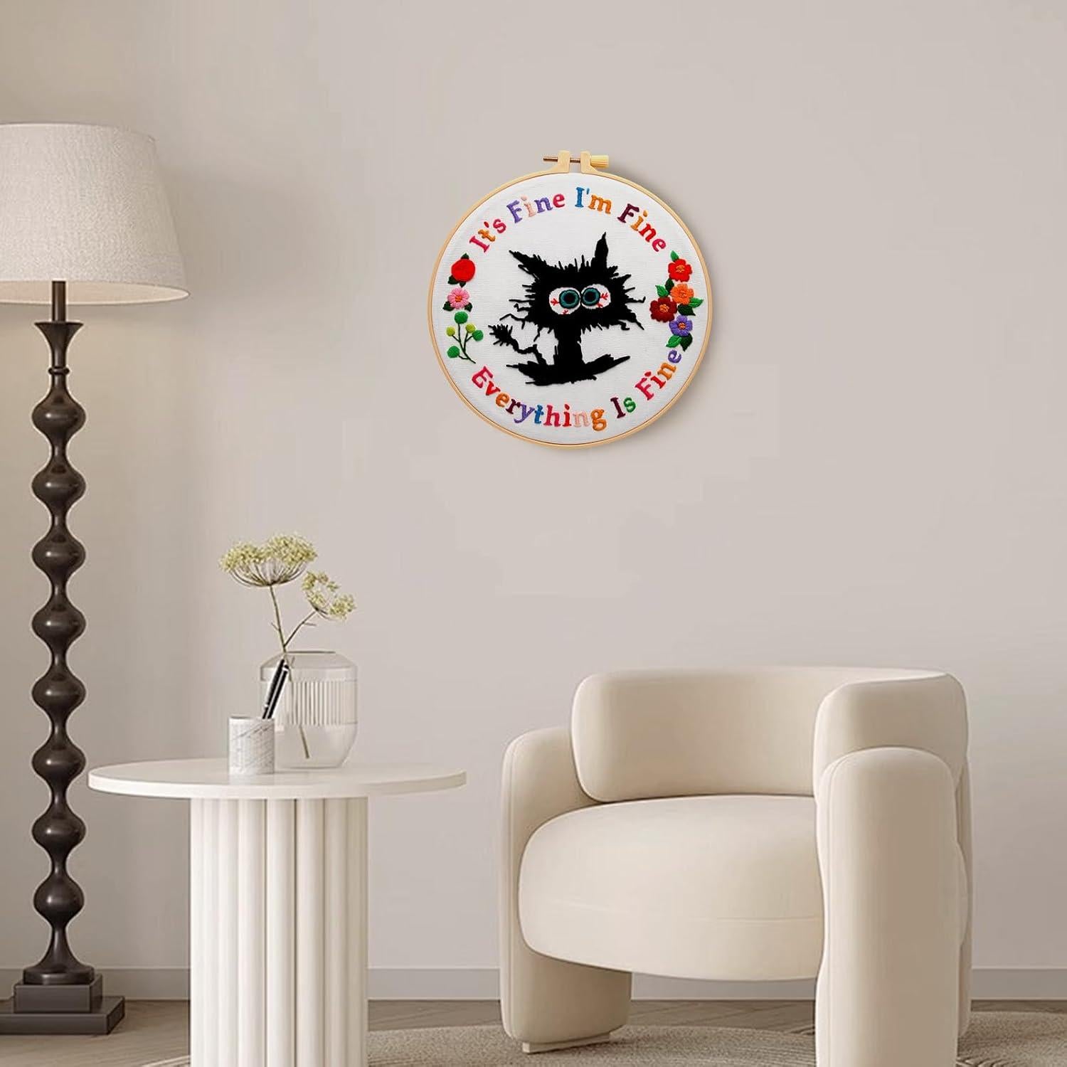 Kit de Bordado para Principiantes Haootadiy con Patrón de Gato