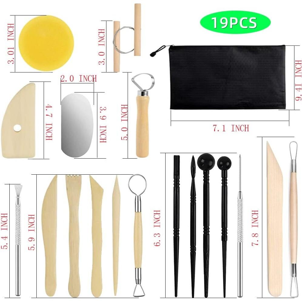 Kit de Herramientas de Escultura de Arcilla Yagugu 19 Piezas