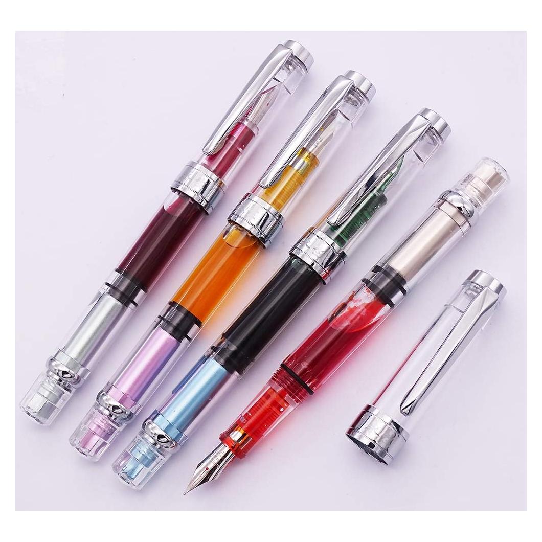 Pluma Fuente Lanxivi 3008 Punta Fina Acabado Plateado 4 Unidades