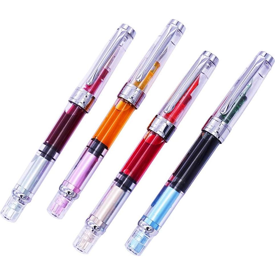 Pluma Fuente Lanxivi 3008 Punta Fina Acabado Plateado 4 Unidades