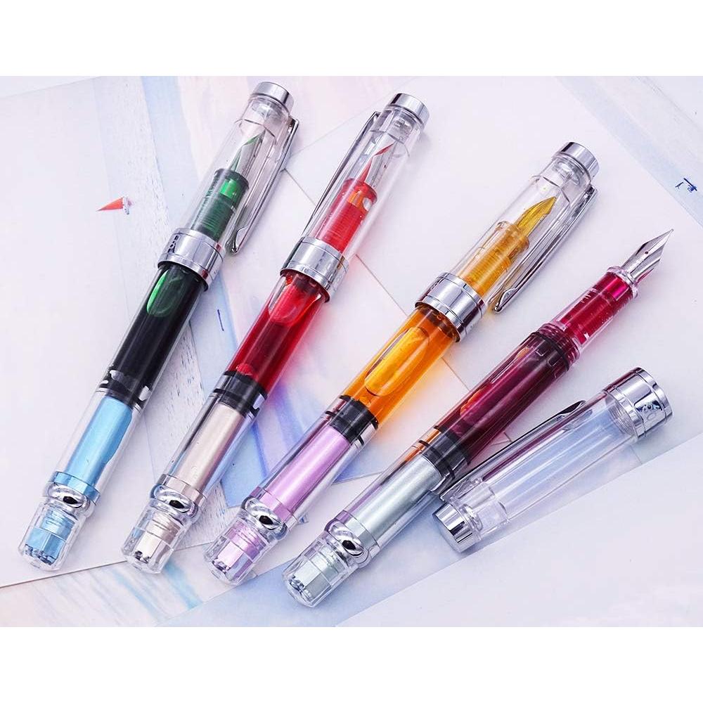 Pluma Fuente Lanxivi 3008 Punta Fina Acabado Plateado 4 Unidades