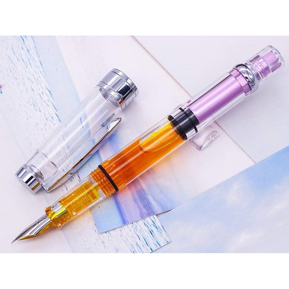 Pluma Fuente Lanxivi 3008 Punta Fina Acabado Plateado 4 Unidades