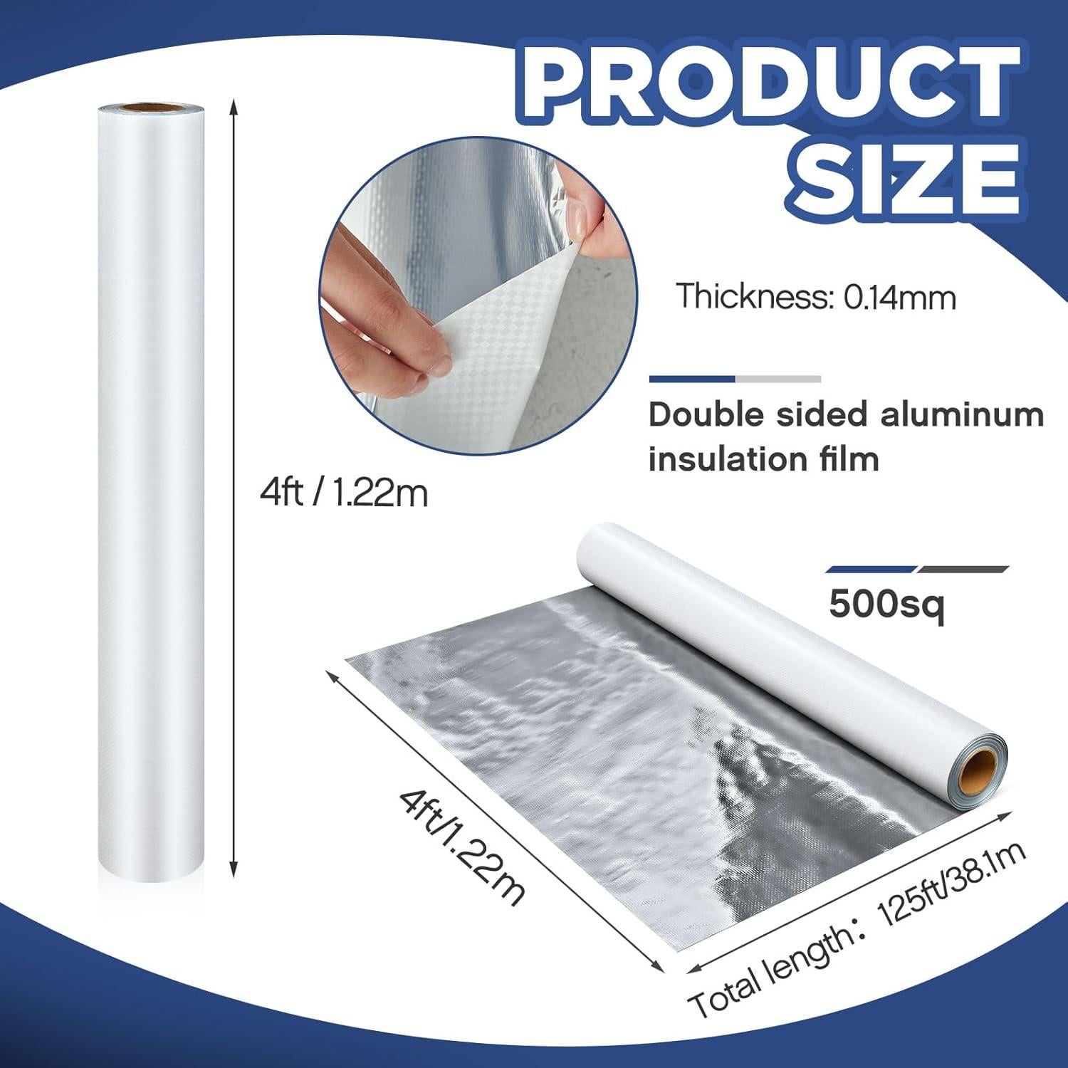 Barrera Radiante Aislante Ireer 1.22m x 38.1m Foil Blanco