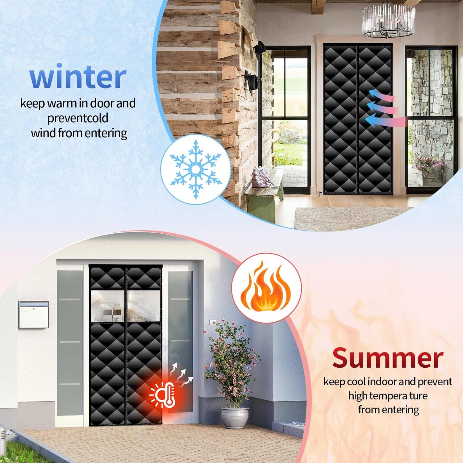 Cortina de Puerta Aislante Térmica Veanusiver 91.1x207.6cm Negra